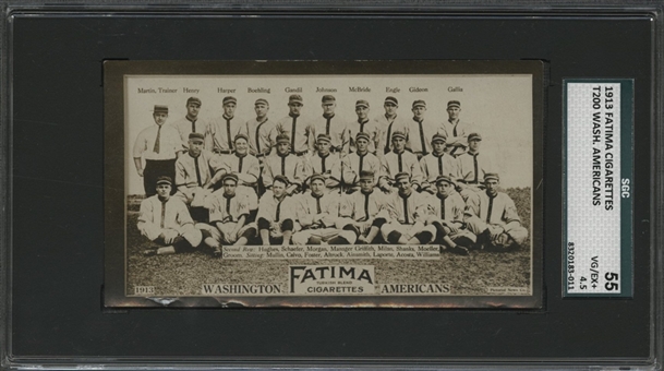 1913 T200 Fatima Team Card - Washington Americans, Featuring Clark Griffith and Walter Johnson - SGC 55 VG/EX 4.5